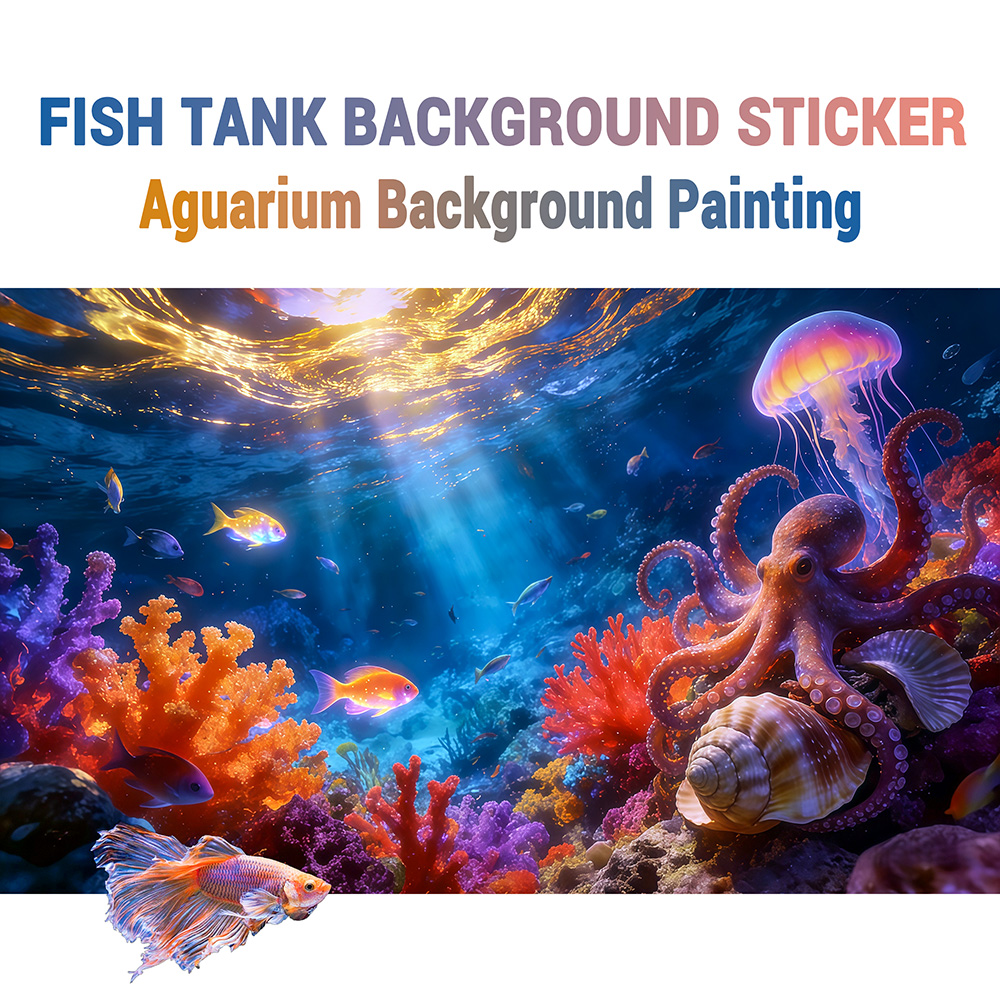 Aquarium Fish Paradise - Octopus Paradise，Fish tank background painting， Aquarium