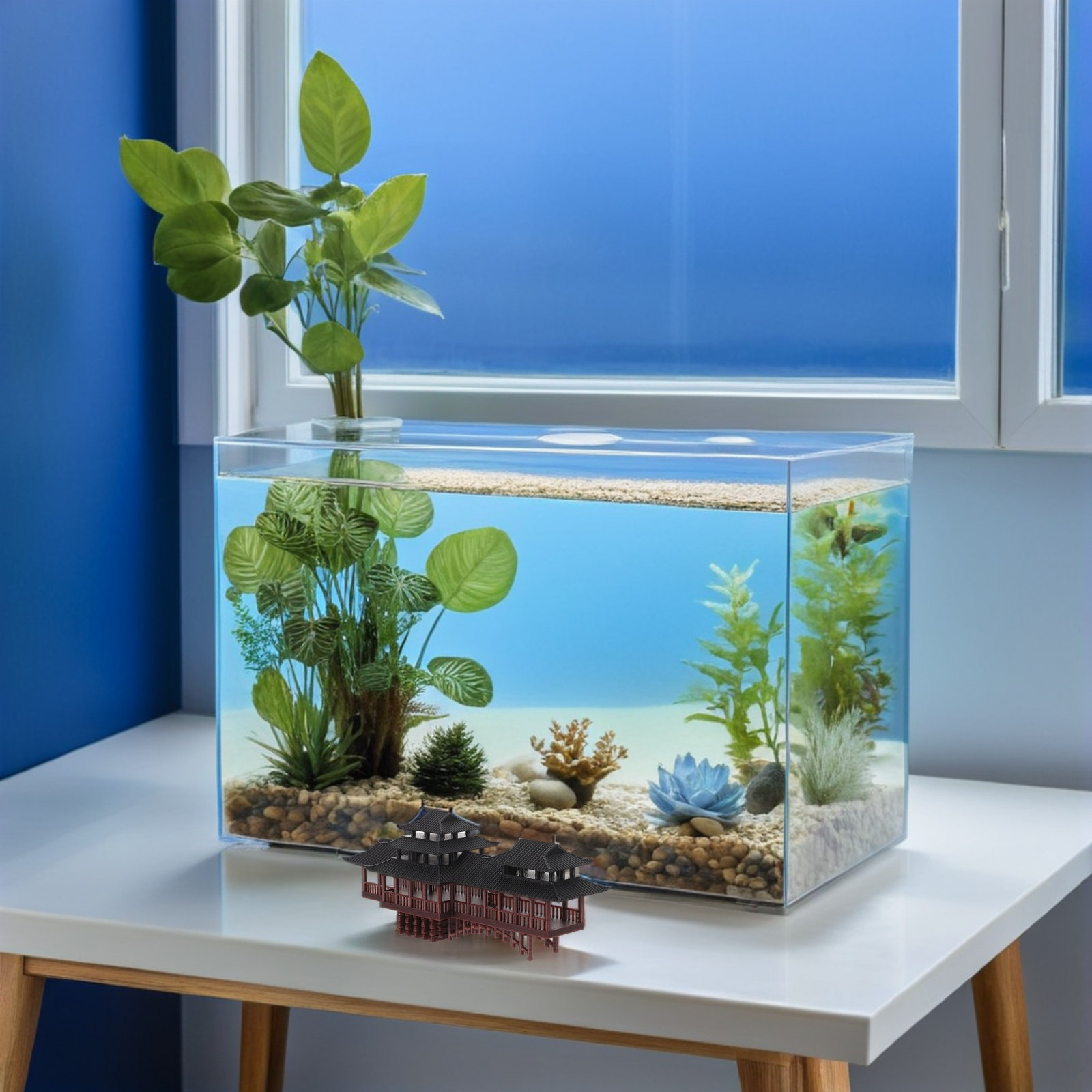 Aquarium Fish Bridge - Simulated Stone Arched Bridge and Pavilion