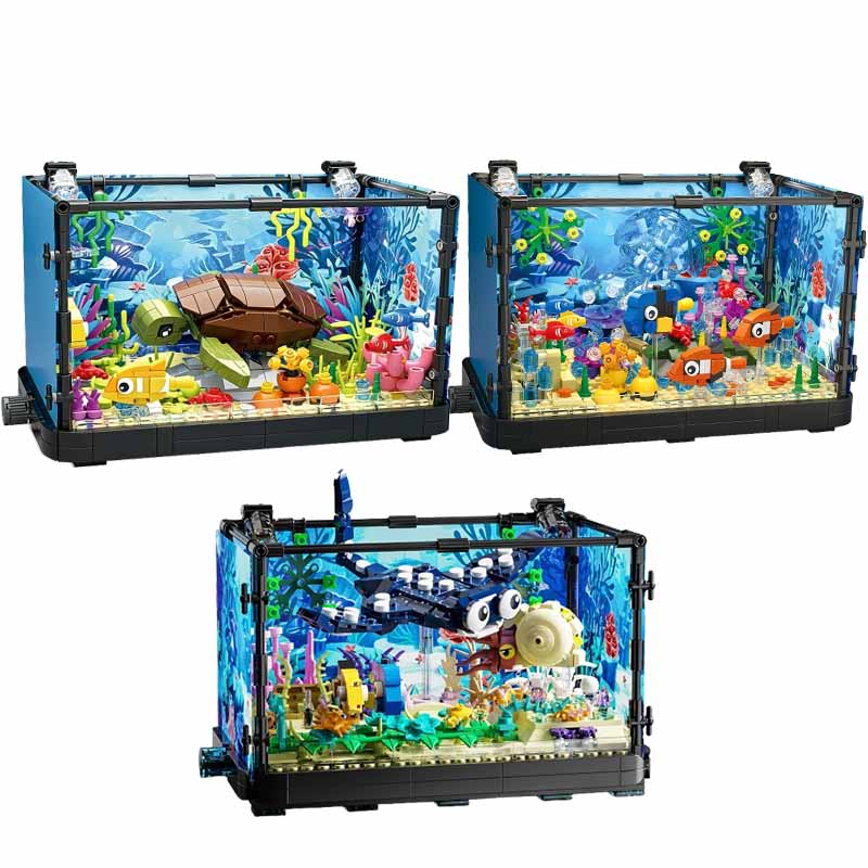 Fish Toy In Aquarium - Fish Tank Building Block Set with