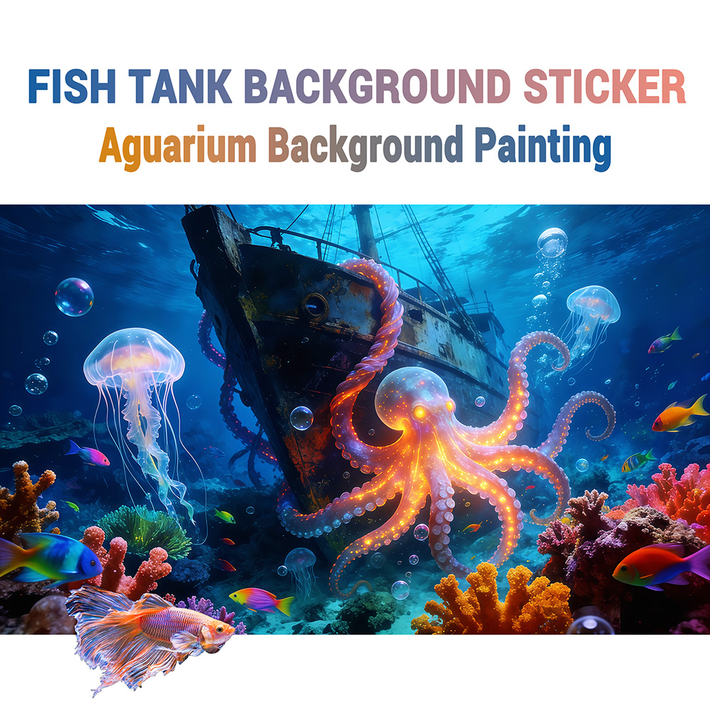 Aquarium Fish Paradise - Aquarium Background Sticker, Octopus Paradise ,