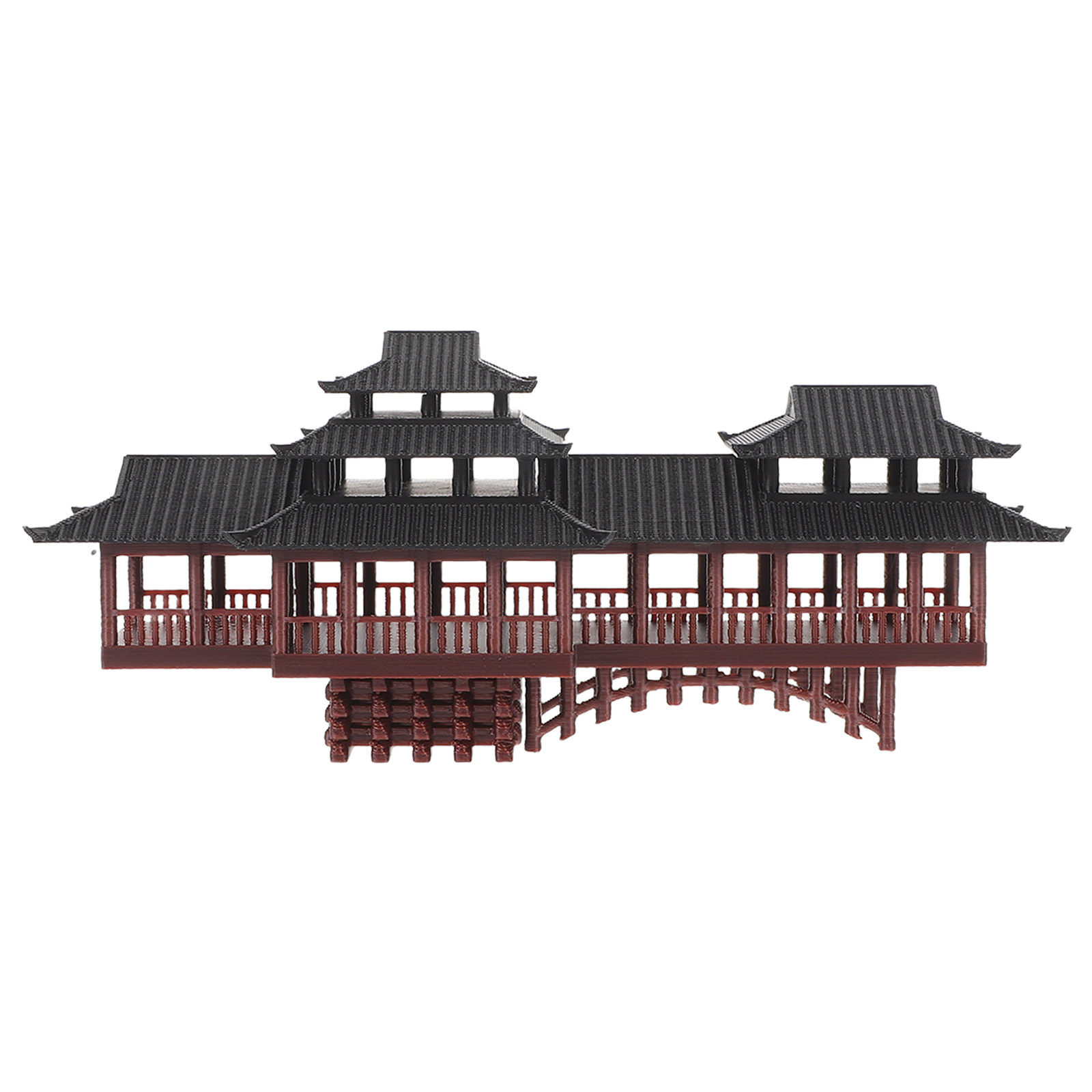 Aquarium Fish Bridge - Tiny Plastic Asian Garden Bridge Pavilion