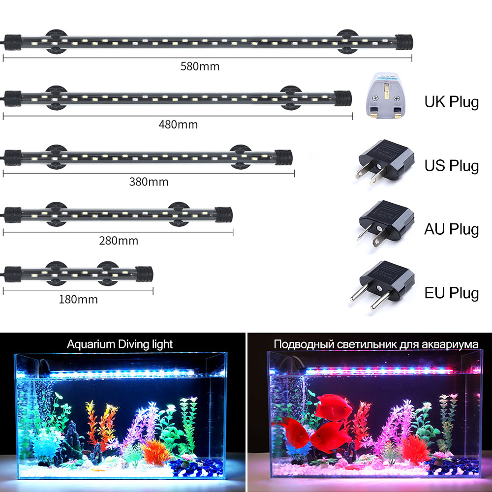 Aquarium Fish Light Lamp - 90-260V Aquarium Light LED Waterproof Fish