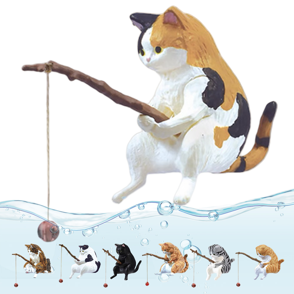 Cute Fishing Cat Figure Fish L - Fish Toy In Aquarium 评论和价格