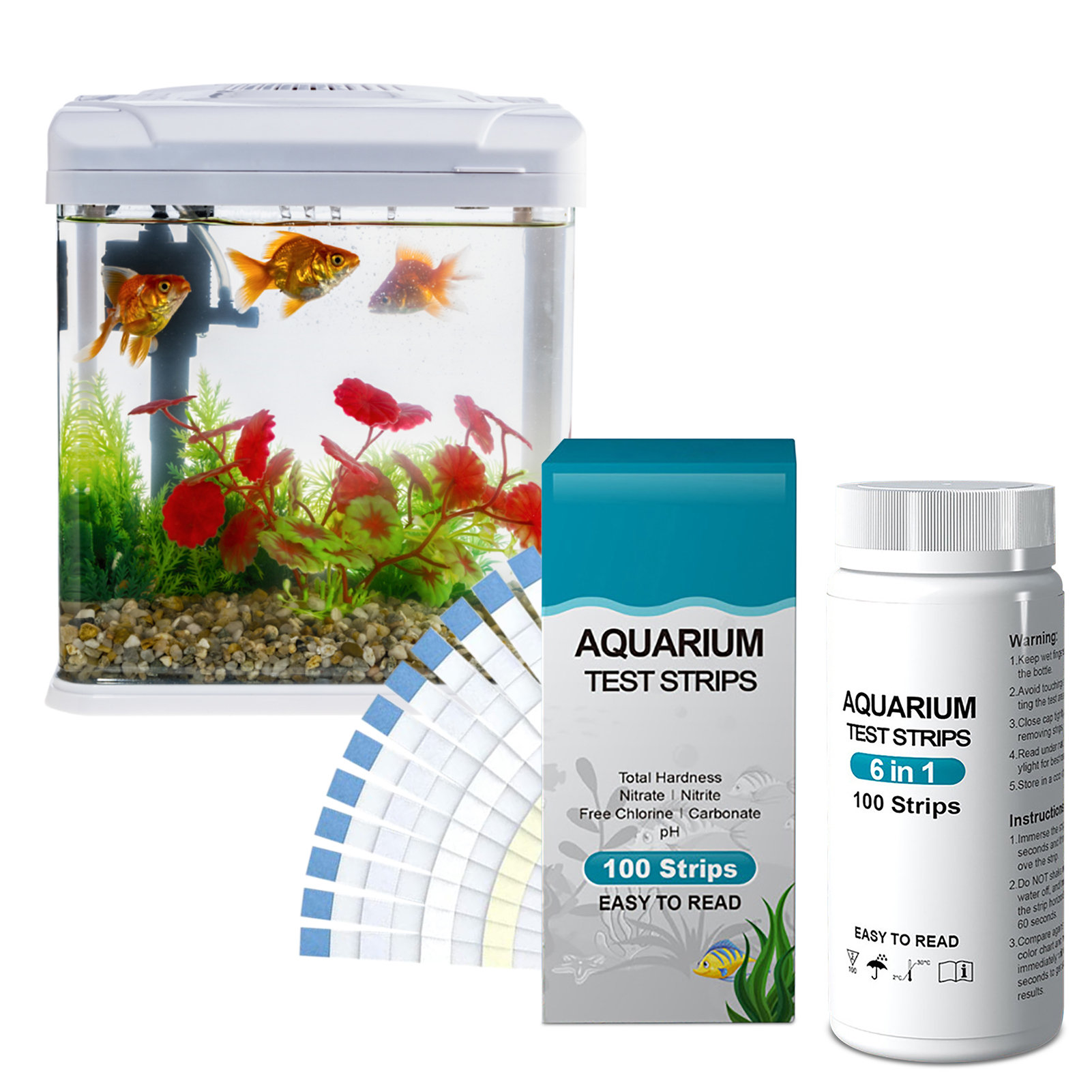 100pcs 6-in-1 Water Quality Te - Aquarium Test Kit 评论和价格