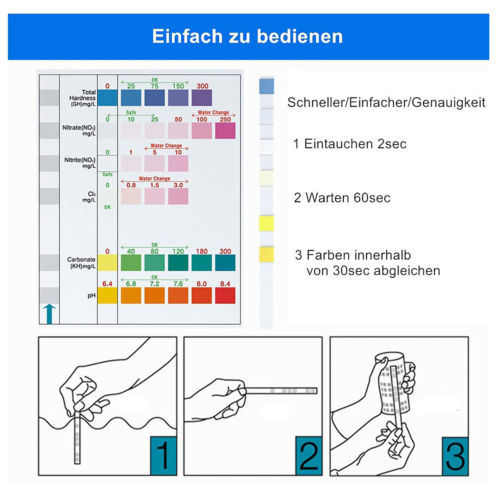 100pcs 6-in-1 Water Quality Te - Aquarium Test Kit 评论和价格