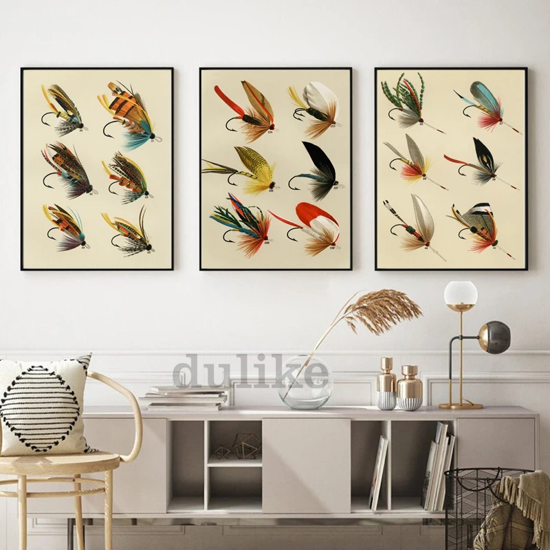 Vintage Fly Fishing Lure Poste - Aquarium Fish Poster 评论和价格