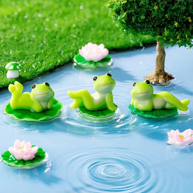 6Pcs Mini Cartoon Frog Statue  - Aquarium Fish Live 评论和价格