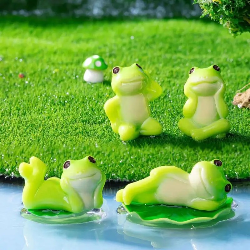 6Pcs Mini Cartoon Frog Statue  - Aquarium Fish Live 评论和价格