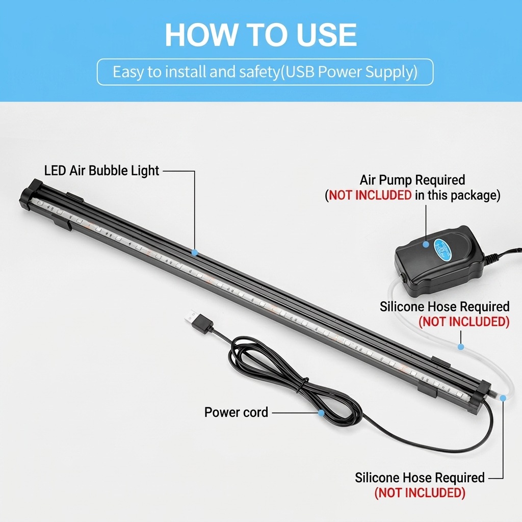 USB LED Aquarium Air Bubble Li - Aquarium Fish Light Lamp 评论和价格